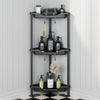 OriwarE 3 Tier L-Shape Freestanding Modern Plastic Metal Rustproof Waterproof Corner Shelf for Bathroom Toiletries Organization, 3 Pack, Black