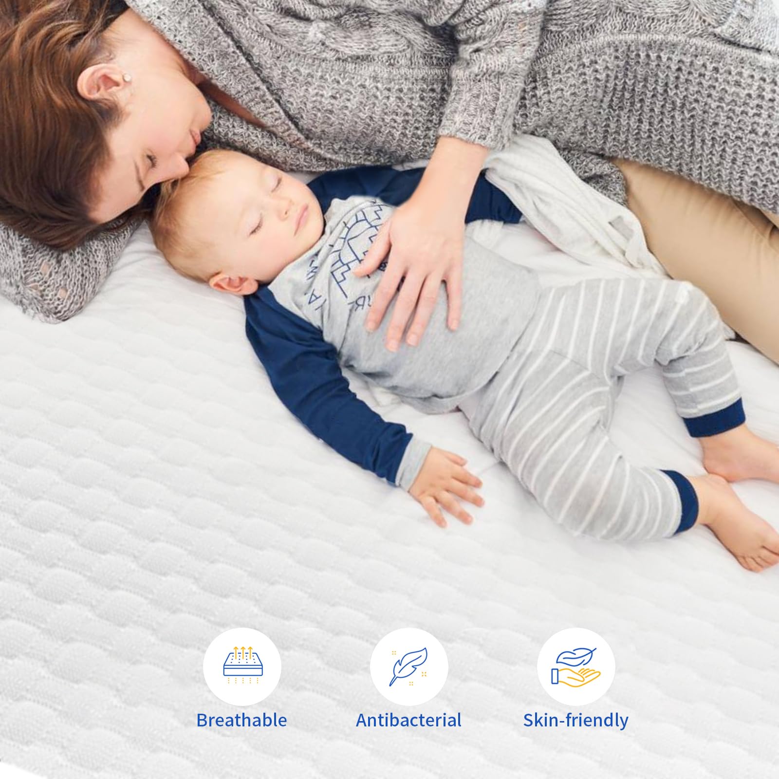 WOWTTRELAX Memory Foam Mattress Topper Small Double Bed, 3 IN Dual-Layer Extra Thick, Flexible Ventilated Design With Washable & Removable Knitting