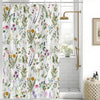 Green Leaves Shower Curtain, Uiiooazy Pink Yellow Flower Vintage Floral Bath Curtain Mildew and Mould Resistant Waterproof Polyester Fabric Opaque