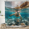 ASDCXZ Sea Floor Shower Curtain 180x200 cm, Blue Ocean Sea Animals Turtle Swimming Sunshine Bath Washable Shower Curtains Polyester Textile Waterproof