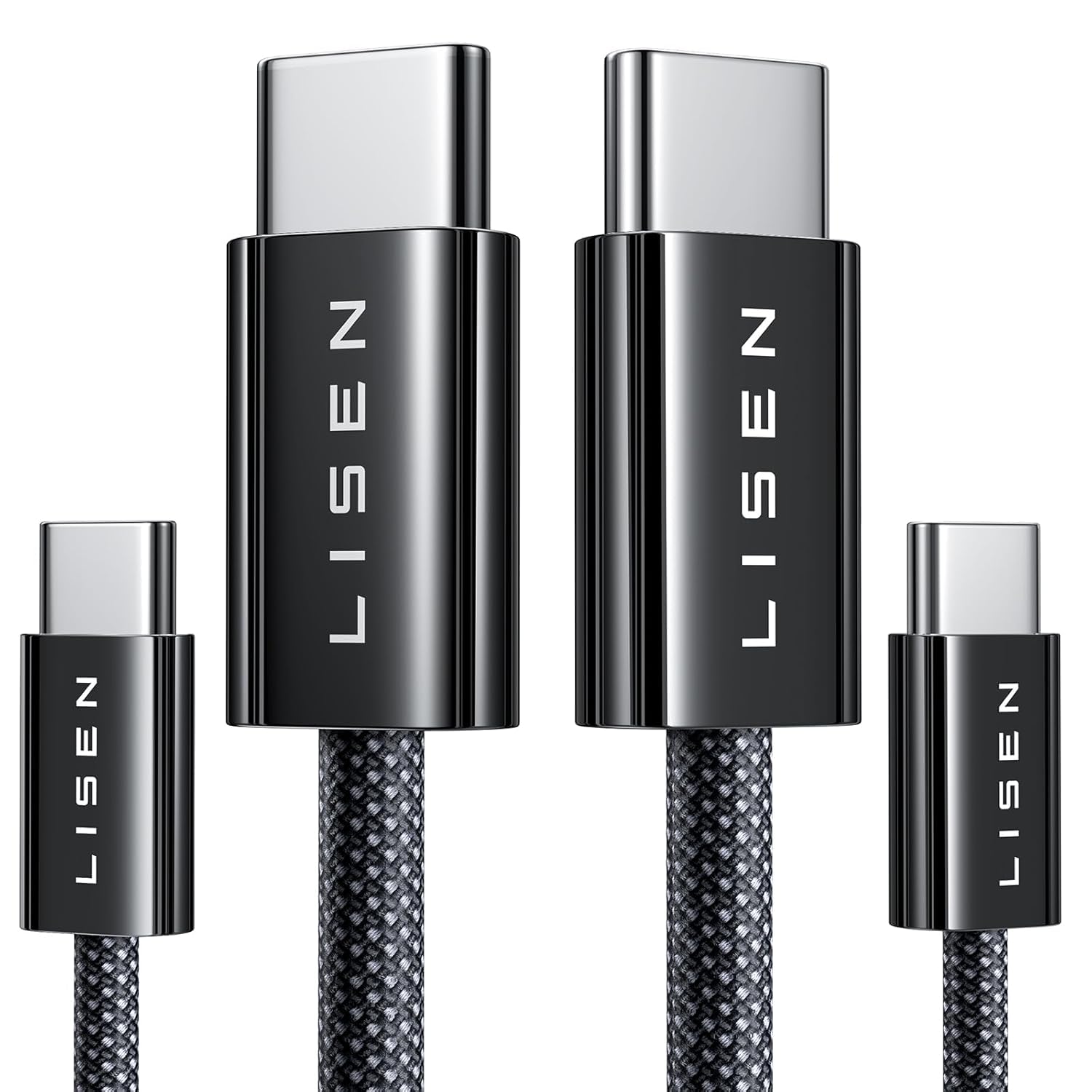 LISEN 240W USBC to USBC Cable [2-Pack 1m+2m] C to C Charger Cable Fast Charge Type C Charger Cable Fast Charging for iPhone 17 16 15 Pro Max, MacBook