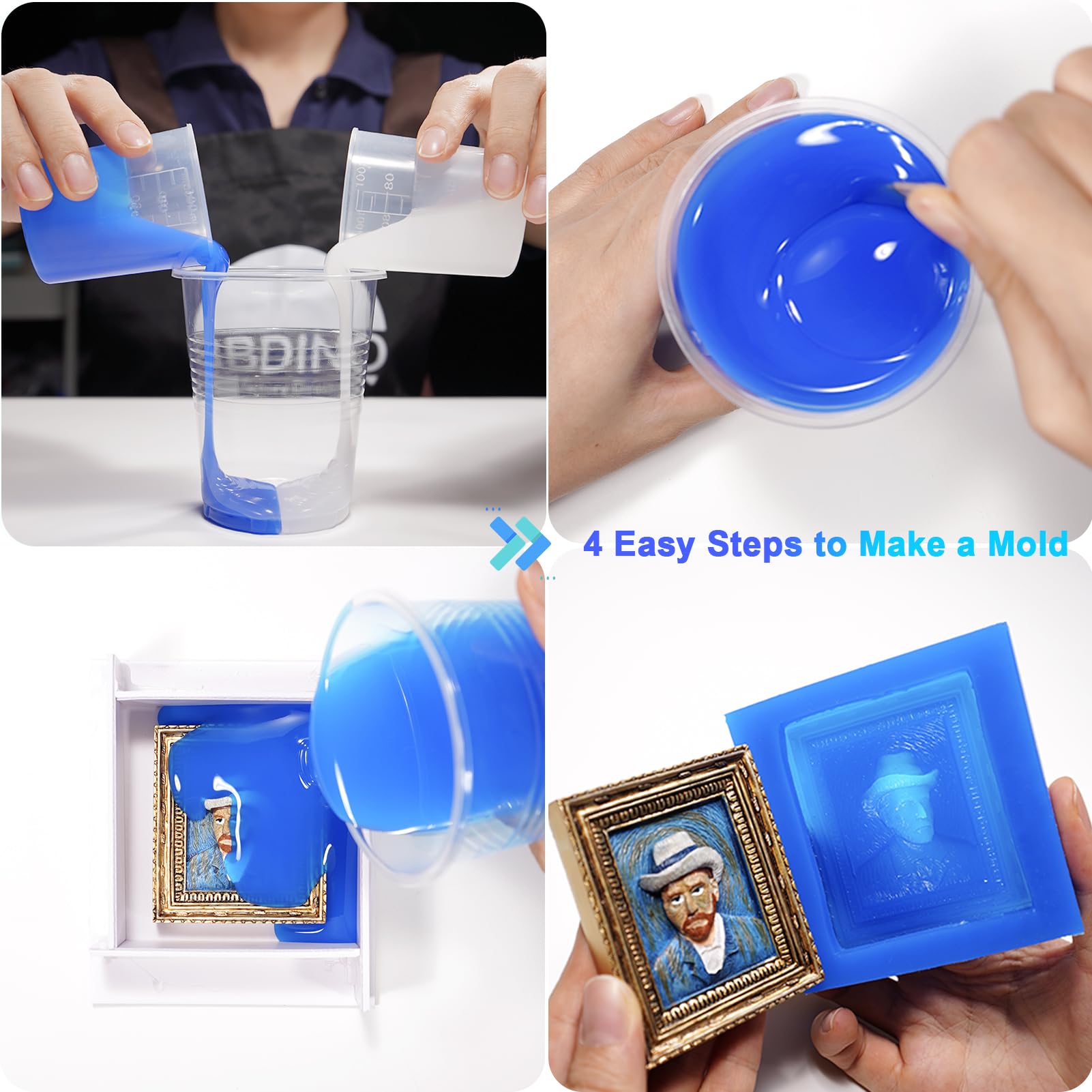 BBDINO Silicone Mould Making Kit, Liquid Silicone for Mould Making 30A, 1:1 by Volume Ideal for Casting Resin/Jewelry Silicone Moulds 4.4 lbs,