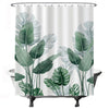 Ulticool - Shower Curtain - Large Plant - 180 x 200 cm - Bathroom Curtain - Washable - Anti-Mildew - with 12 White Rings - Green White