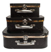 Emartbuy Black Marble Suitcase Gift Boxes Set of 3 ? Prebuilt Cardboard Design with Metal Handle & Clasp ? Elegant for Hampers, Keepsakes & Gifting ?