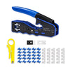 6COMGIGA All-in-one RJ45 Crimp Tool Kit,Pass Through Ethernet Crimper for Cat5e Cat6 Cat6a 8P8C Modular Connectors,with Mini Wire Stripper,50pcs CAT6