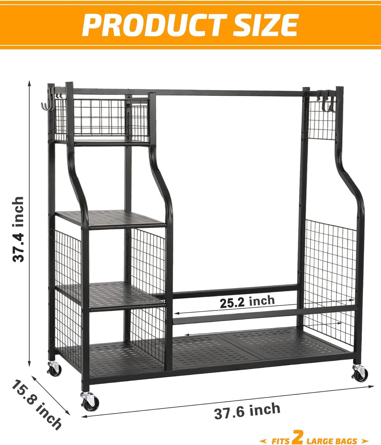 TEKXDD Golf Storage Rack Golf Bag Stand Storage Rack,Golf Club Organisers Extra Large,Golf Bag Organiser with Wheels