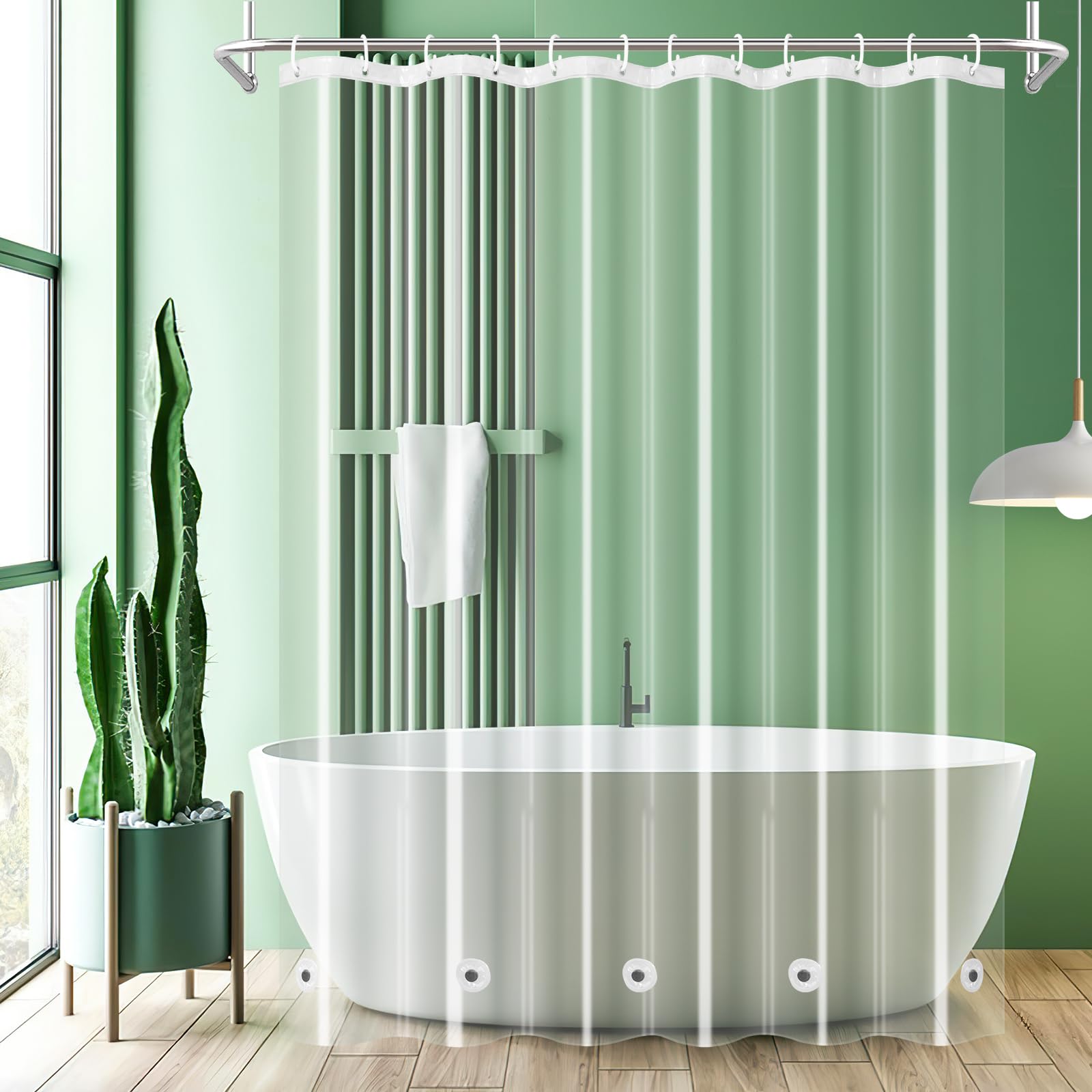 UFRIDAY Clear Shower Curtain Liner 72 x 75 inch, PEVA Bath Curtain for Home and Hotel, Extra Long with 5 Magnets Bottom
