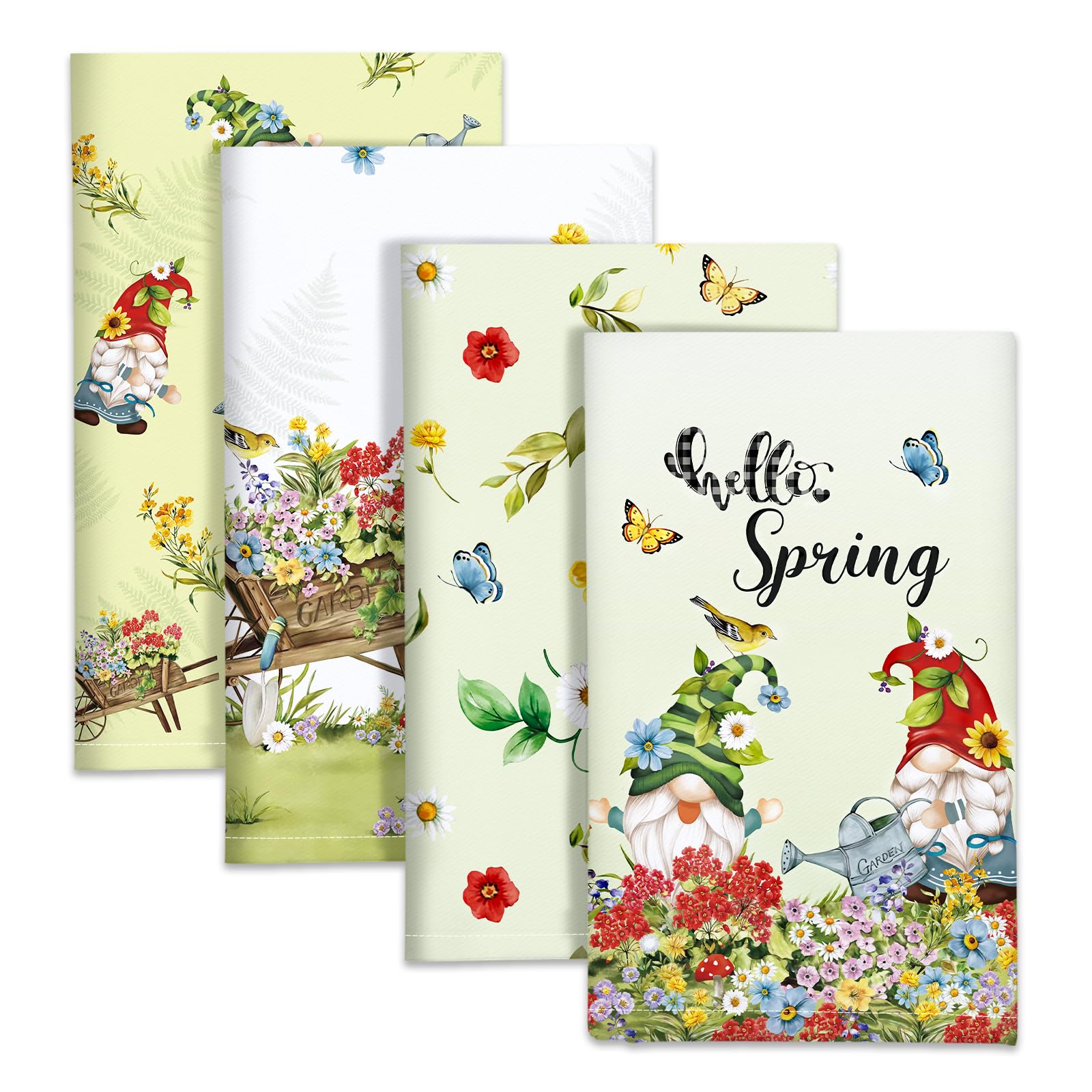 Arquiel Gnomes Kitchen Towel 100% Cotton Quick Dry Dish Towels 50 x 70CM, Dishcloth Hand Towels for Housewarming Gifts Dining, Home, Wedding, Banquet,