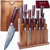 ChefHoablorn Damascus Knife Block Set 15PCS Kitchen Knife Set with Block Premium Chef Knife Stainless Steel,Japanese Kitchen Knife, with Exrtra