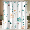 Lerores Shower Curtain, 180 x 180 cm, Teal Flower, Weighted Hem, Anti-Mould, Water-Repellent, Washable Polyester Bath Curtains with 12 Eyelets and