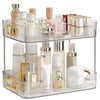 CESTATIVO Bathroom Counter Organiser, 2 Tier Vanity Tray, Cosmetic Makeup Storage Shelf, Bathroom Skincare Organiser Counter Shelf, Clear