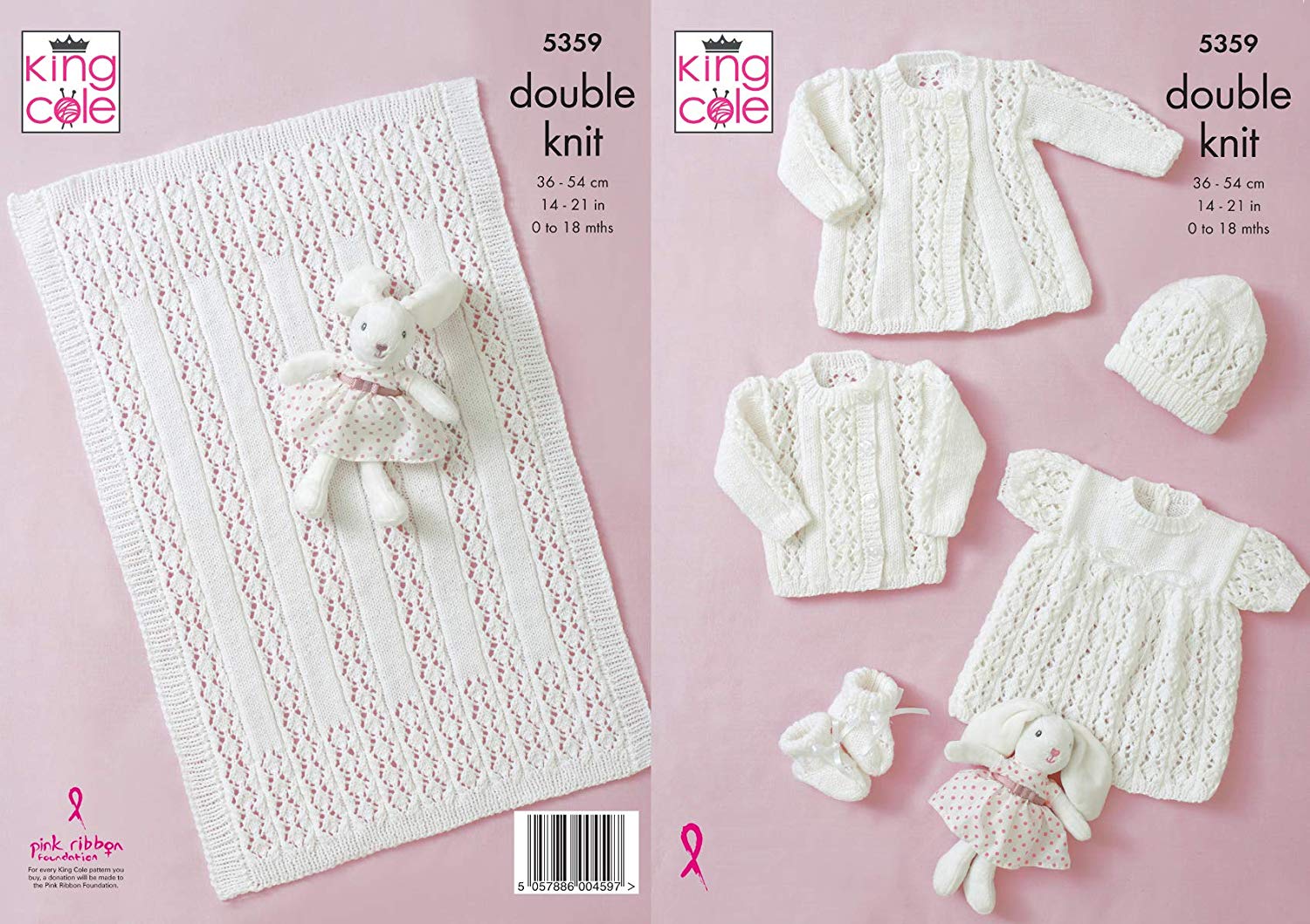 King Cole 5359 Knitting Pattern Baby Coat Jacket Top Hat Bootees Blanket in Comfort DK