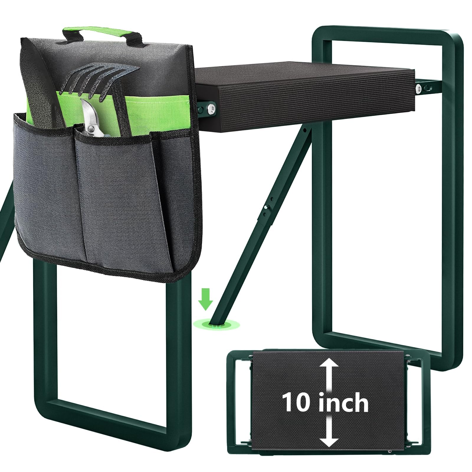 Onadak Foldable Garden Kneeler Seat with Handles & Tools Bag - Heavy Duty Foldable EVA Foam Padded Garden Kneeler - Lightweight Kneeling Stool for