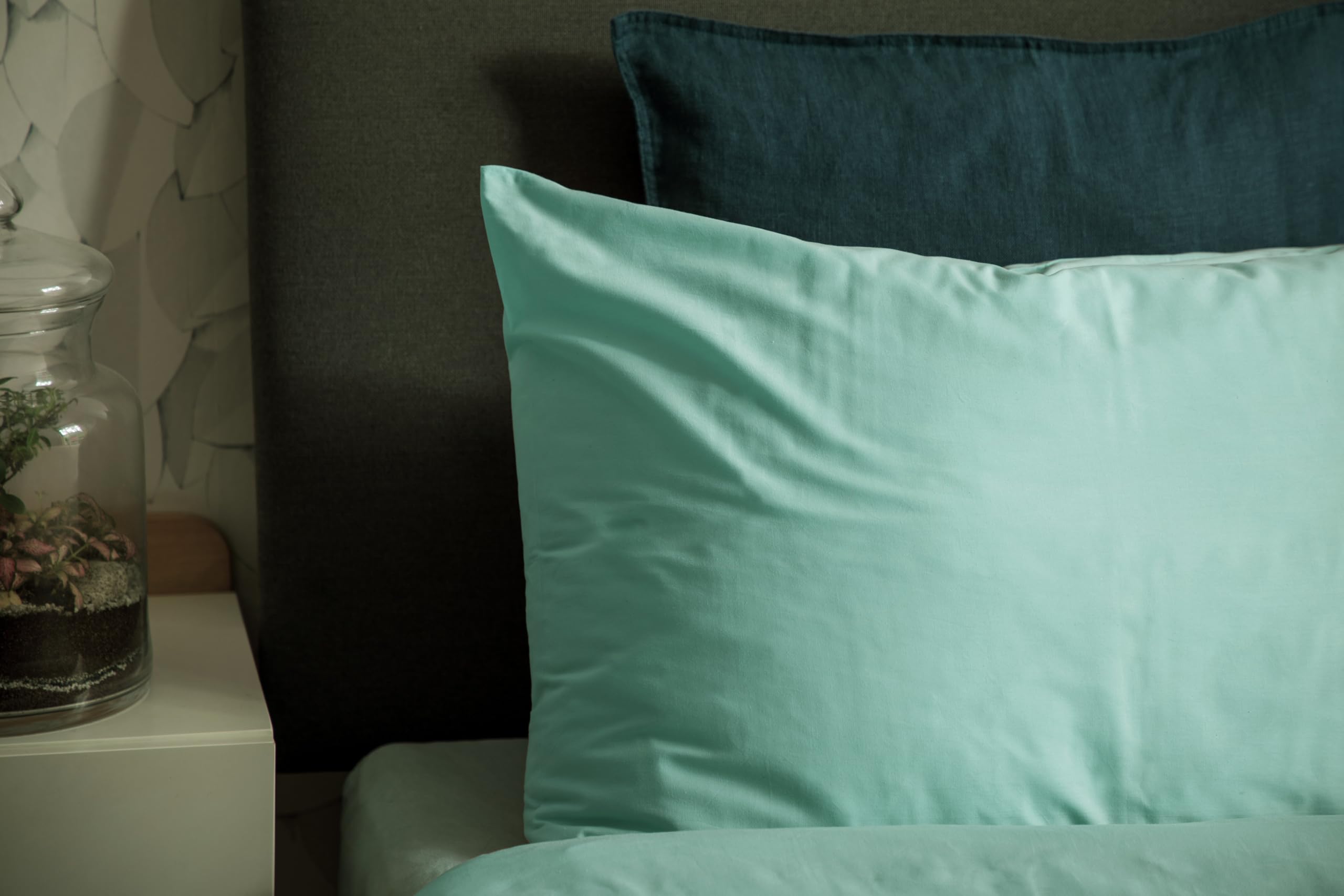 lekka EASY-CHANGE & EASY-IRON, ZIP-AROUND Duvet Cover Set for Double Size Bed (Duck Egg) (Blue, Green, Teal, Aqua, Mint, Sage, Turquoise)