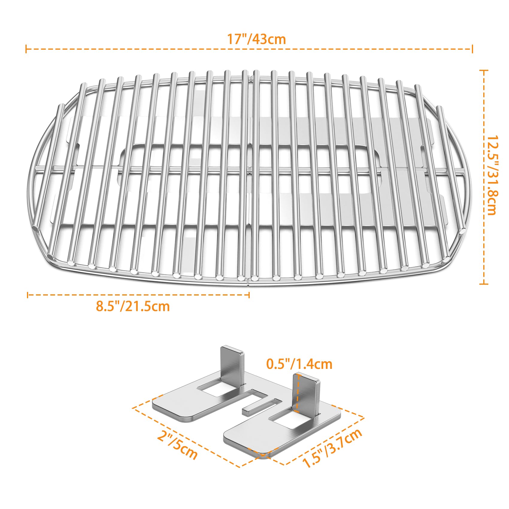 onlyfire Stainless Steel Cooking Grate, Cooking Grill Grid Grate,Barbecue Grid fits Weber Q1000 Q1200 Q1400 Grills