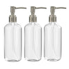 (3 Pack) 16 Ounce Soap Dispenser Bottles Clear Plastic Countertop Lotion-Soap Pump Bottles for Liquid Organic Soap Hand Dispensers Kitchen and