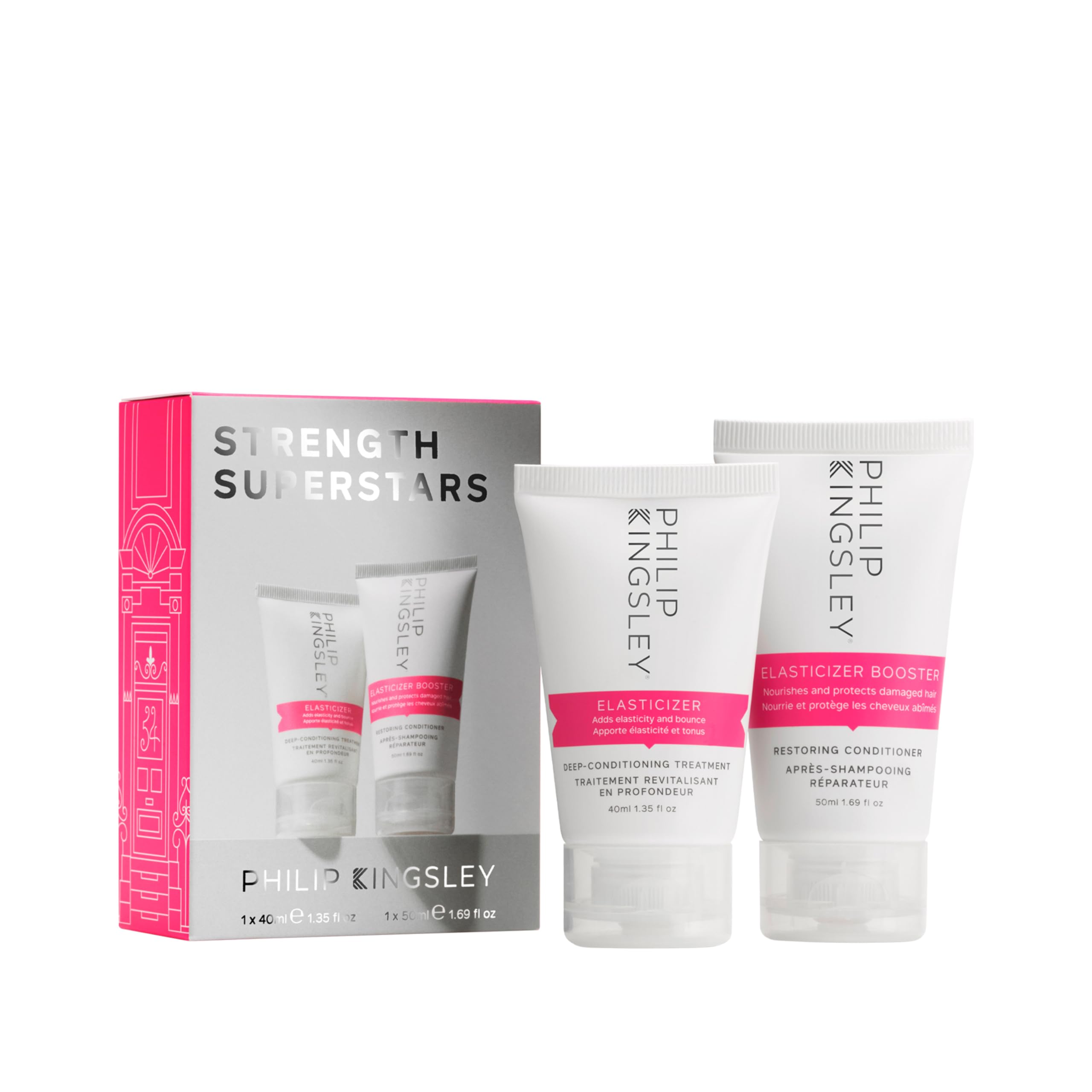 Philip Kingsley | Stocking Filler: Strength Superstars Gift Set | Elasticizer & Elasticizer Booster | Hair Treatment Duo to Hydrate, Strengthen & Add