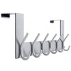 WEBI Over The Door Hook Over Door Hanger Coat Rack,Over The Door Towel Rack Hanger with 6 Hooks for Hanging Coats,Clothes,Back of Bathroom,Silver
