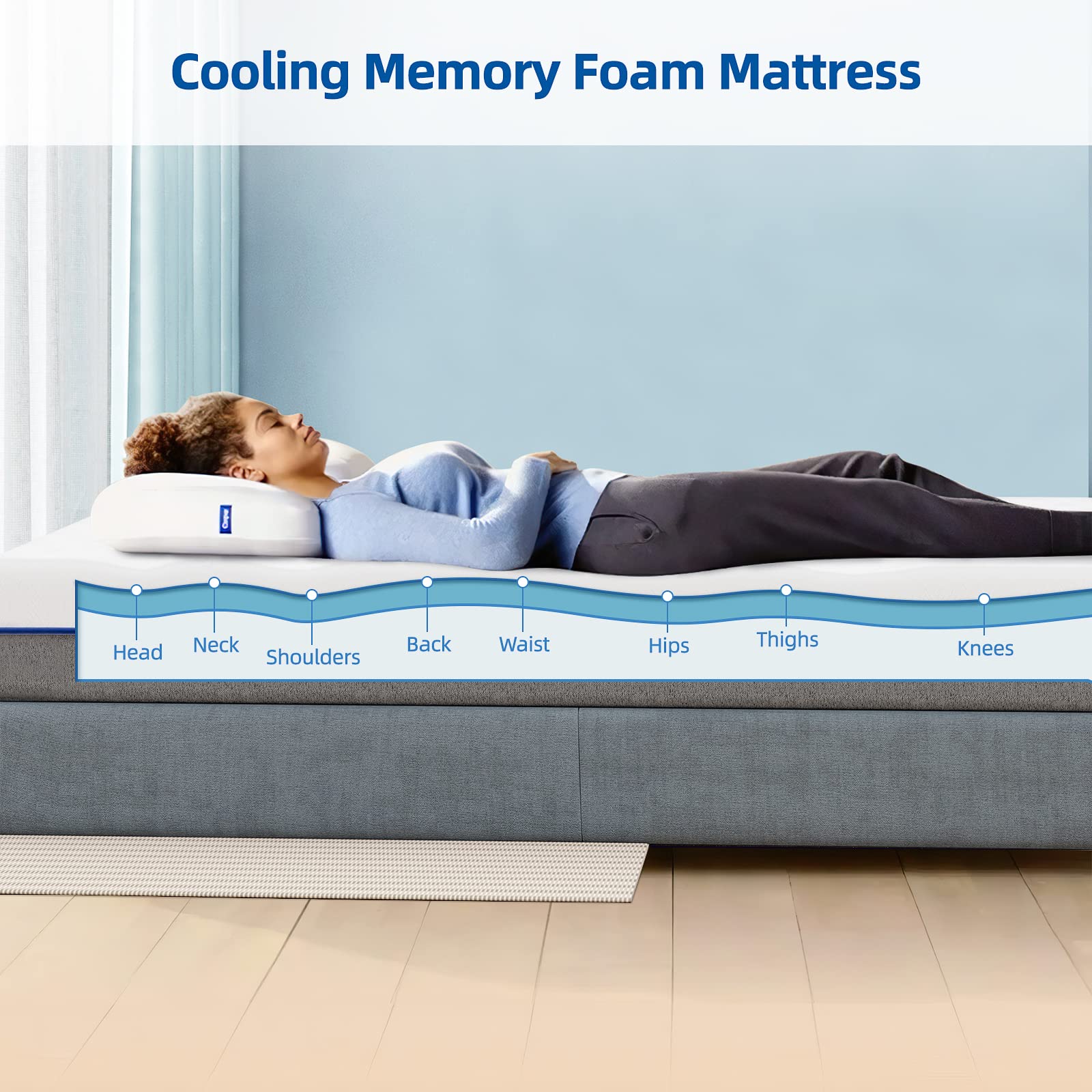 wowttrelax Single Memory Foam Mattress 3ft, 7 Inch Medium Firm Feel for Back Pain Relief, with Breathable Washable Cover, 2 Layer for More Supportive,