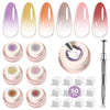 JODSONE Pat Ombre Gel, 6 Colors Pat Painting Gel Nail Polish Kit with Manicure Pen And 50 Pcs Nail Sponges, Ombre Nail Gel Paint for Nail Art