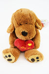 Floppy Dog Cuddly Toy Valentines Gift Brown Puppy Love Heart with Love You Heart