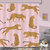 Bonhause Pink Leopard Shower Curtain 180 x 180 cm Tropical Animal Cheetah Trendy Bathroom Curtain Waterproof Mildew & Mould Resistant Polyester Fabric