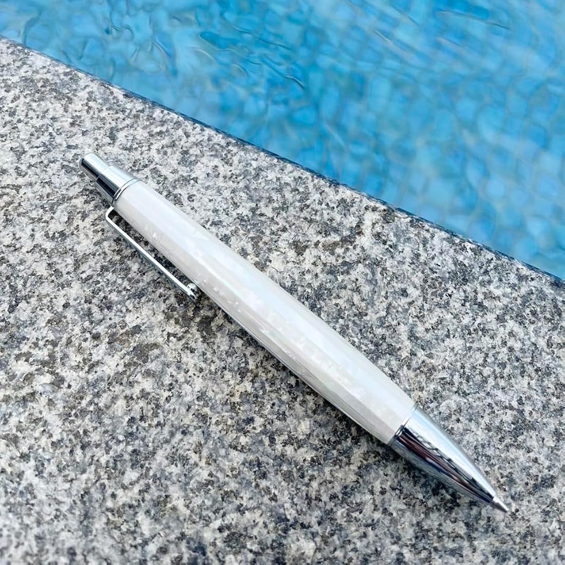 LACHIEVA LUX Mother of Pearl Mechanical Pencil 0.7mm, Elegant Metal Pencil for Drawing and Sketching, Includes 12 Lead Refills