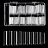 SAVITA 500pcs No C Curve Nail Tips, Extra Long Clear Artificial Nails Tapered Square Nails XXL Flat Nail Tips for Manicure Salons and DIY Nail Art at