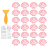 sourcing map 24Pcs Non-Slip Bathtub Stickers, 9x7 cm Shell Shape Shower Floor Non Slip Stickers with Scraper for Bathroom Shower Stairs Ladders, Pink