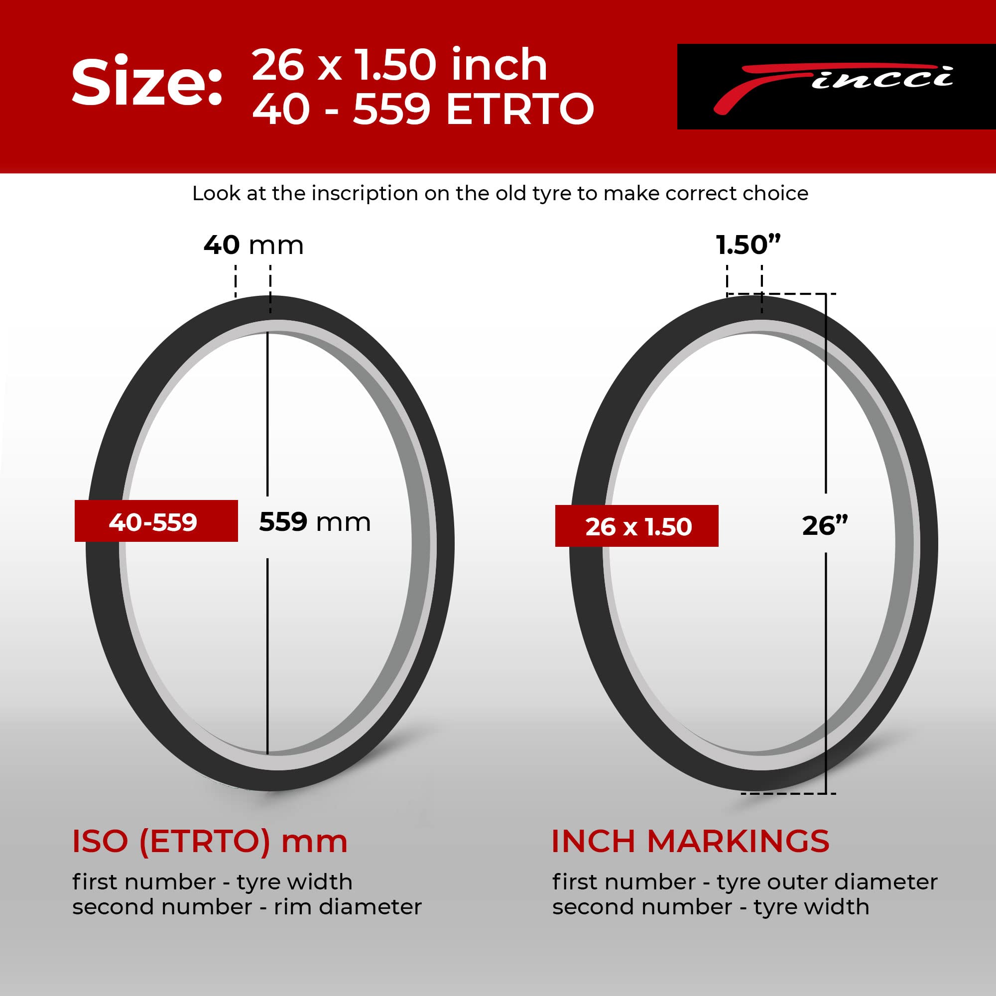 Fincci Pair 26x1.50 Slick Tyre 40-559 Tyres for Cycle Road Mountain MTB Hybrid Bike Bicycle 26 x 1.5 Inch - Pack of 2