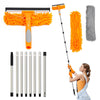 Lapluied 4M/157" Long Reach Window Cleaning Equipment, 3 in 1 Telescopic Window Cleaner, 270? Rotating Squeegee Window Cleaning Kit with 10 Extendable