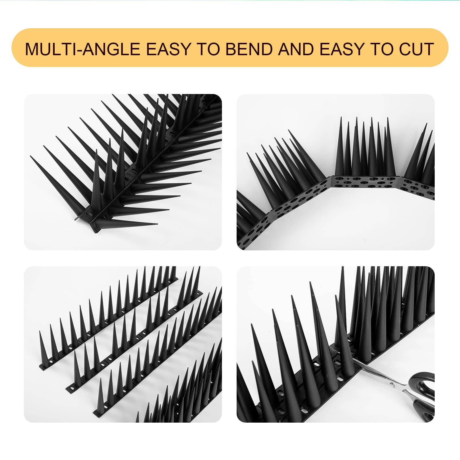 OFFO Bird Spikes High for Anti Pigeons Spikes to Keep Bird or Animals Away, Fence Spikes of Bird Deterrent Covers 12m, Height 10cm,Black