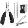 Toenail Clippers for Thick Nails & Ingrown Nails for Women Men, Azymi Heavy Duty Nail Clippers Cutters 6 In 1 Set, Sharp Curved Blades/Wide Jaw