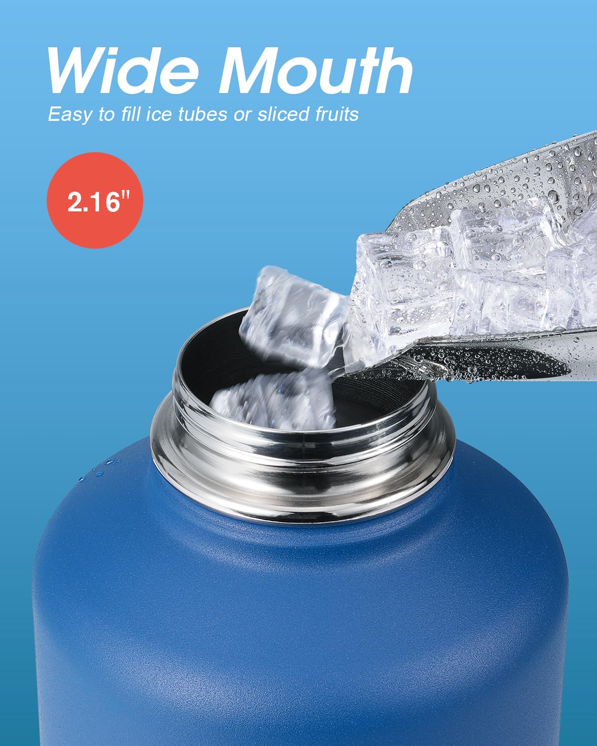 Coolflask Insulated Water Bottle 2L - 3 Lids with Straw & Spout & Handle, Leakproof Vacuum Stainless Steel Water Bottle for Sports, Travel, Gym, 48H