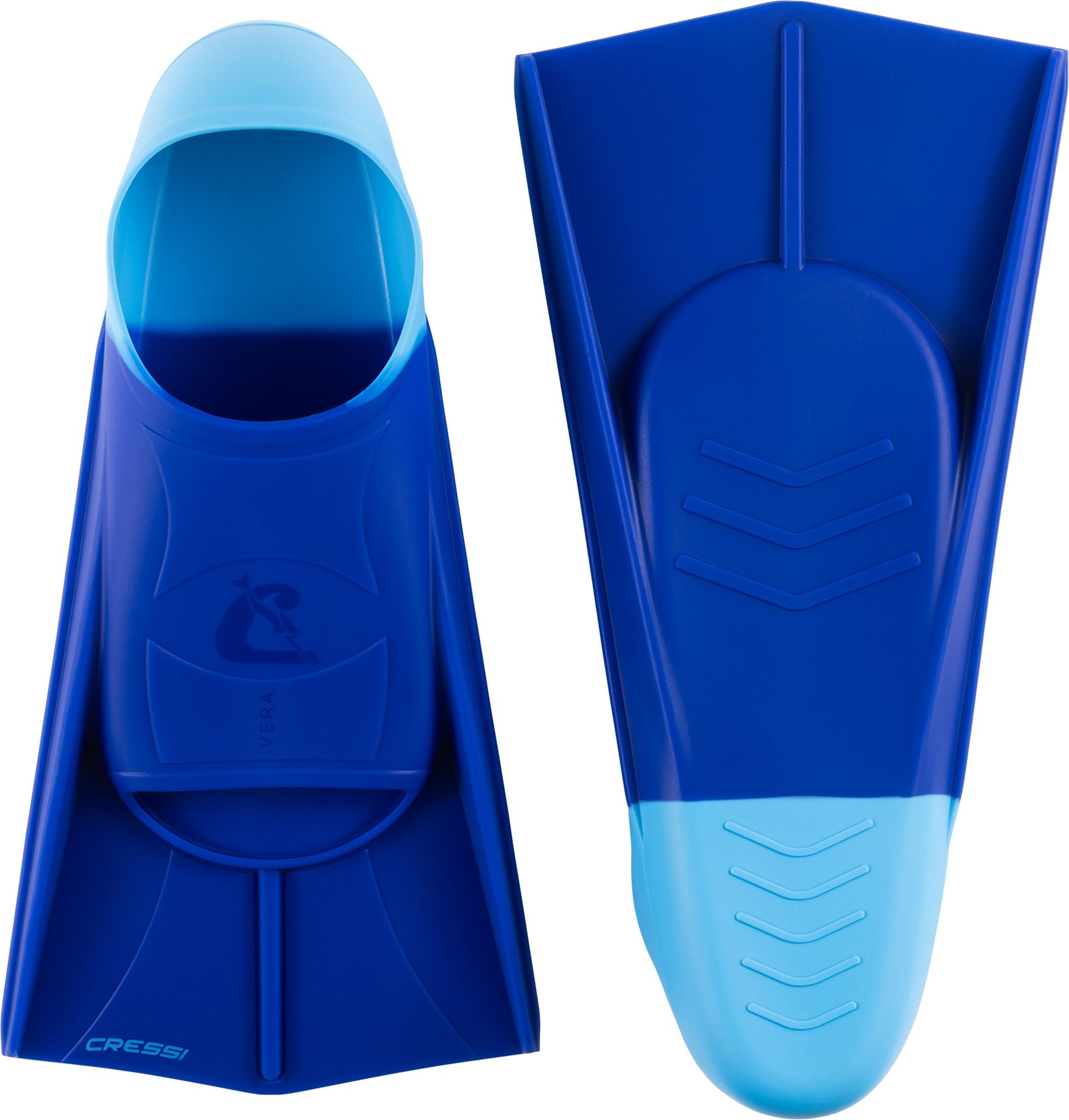 CRESSI Vera Fins Blue/Azure L-Unisex 100% Silicone Short Fins Closed Shoe Design, for Swimming, Open Water Training, Swimming Pool, Snorkelling,