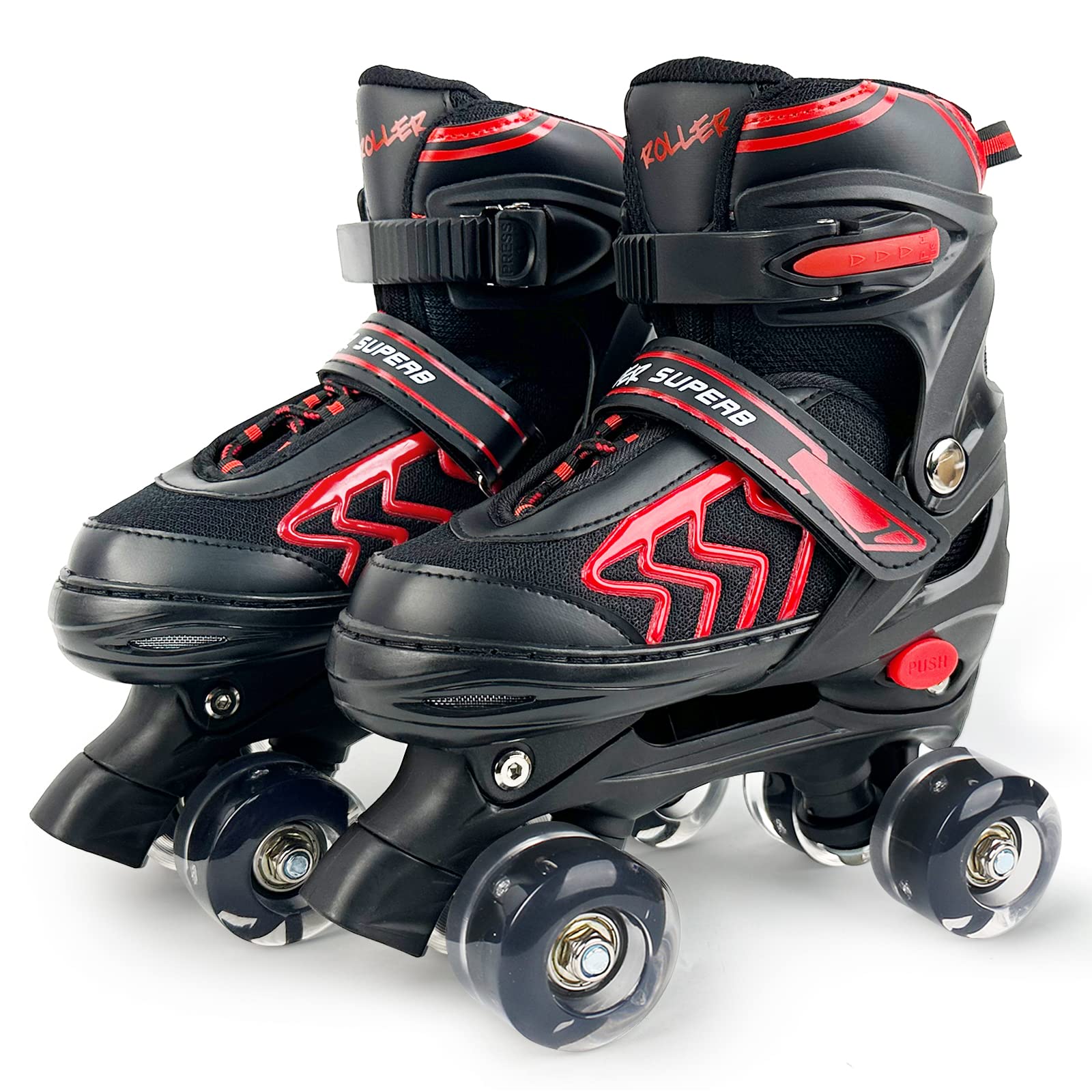 Kids Roller Skates for Boys Girls Children Beginners, 4 Sizes Adjustable Roller Skates for Child Toddler Ages 4-6-12 with 8 Light up Wheels