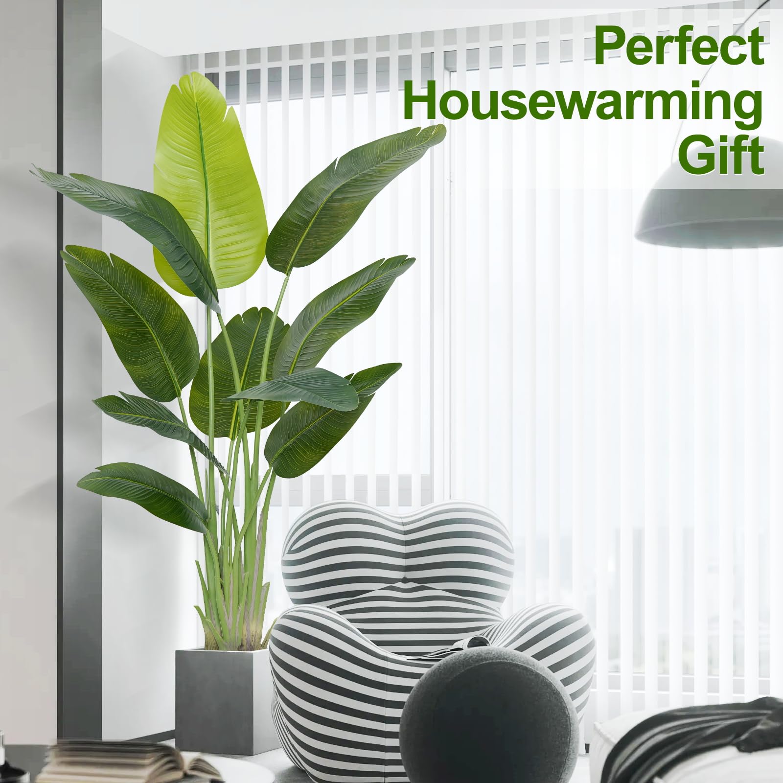 Keeplush Artificial Bird of Paradise Plant Outdoor 150CM Fake Tropical Banana Tree with 10 Leaves-Perfect Faux Plants for Indoor, Floor Plant in Pot