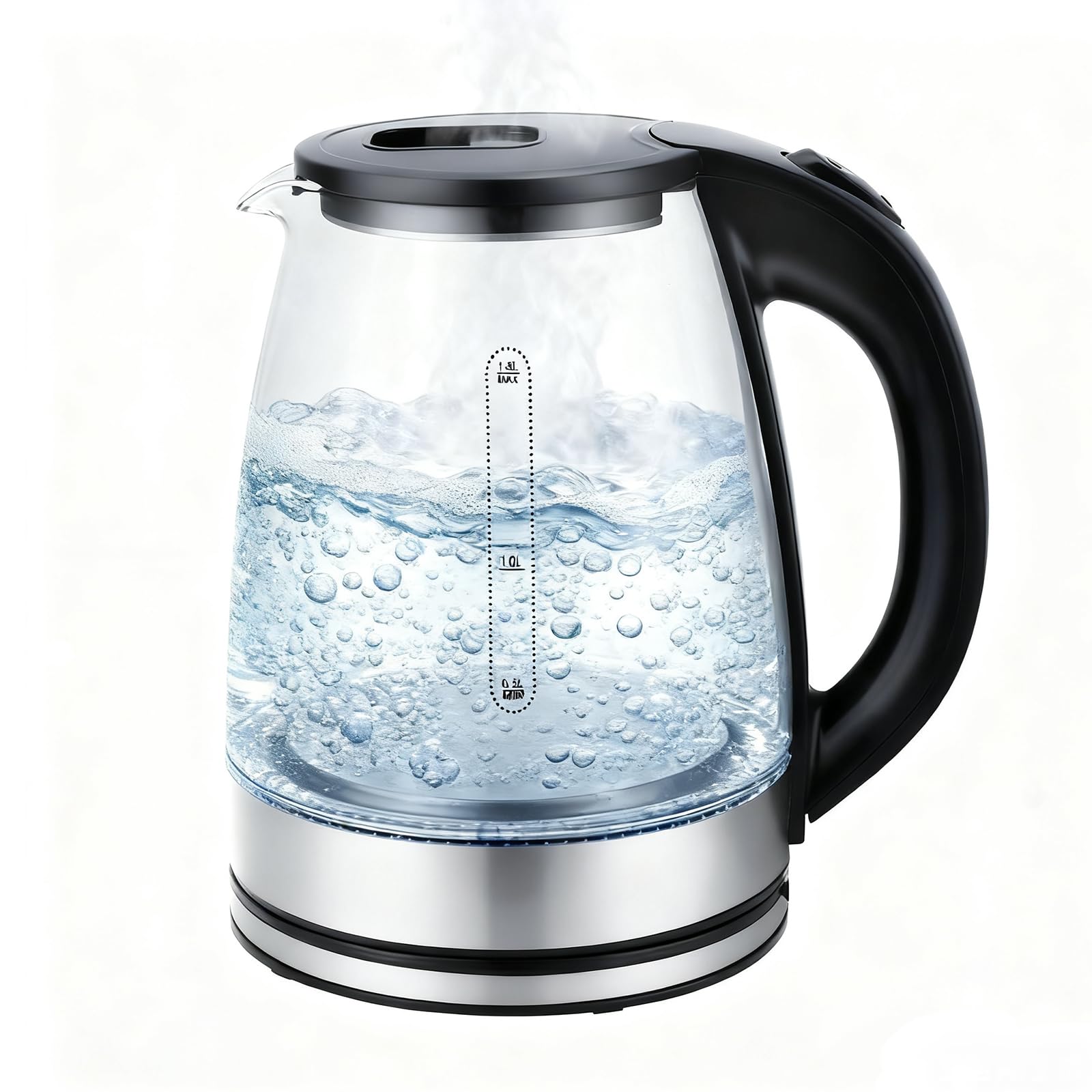 ZHODADA Glass Electric Kettle, 1500 Watt 1.8L Multi-Use Water Kettle with Blue LED, Heat- Resistant Glass, BPA- Free,Stainless Steel Base &