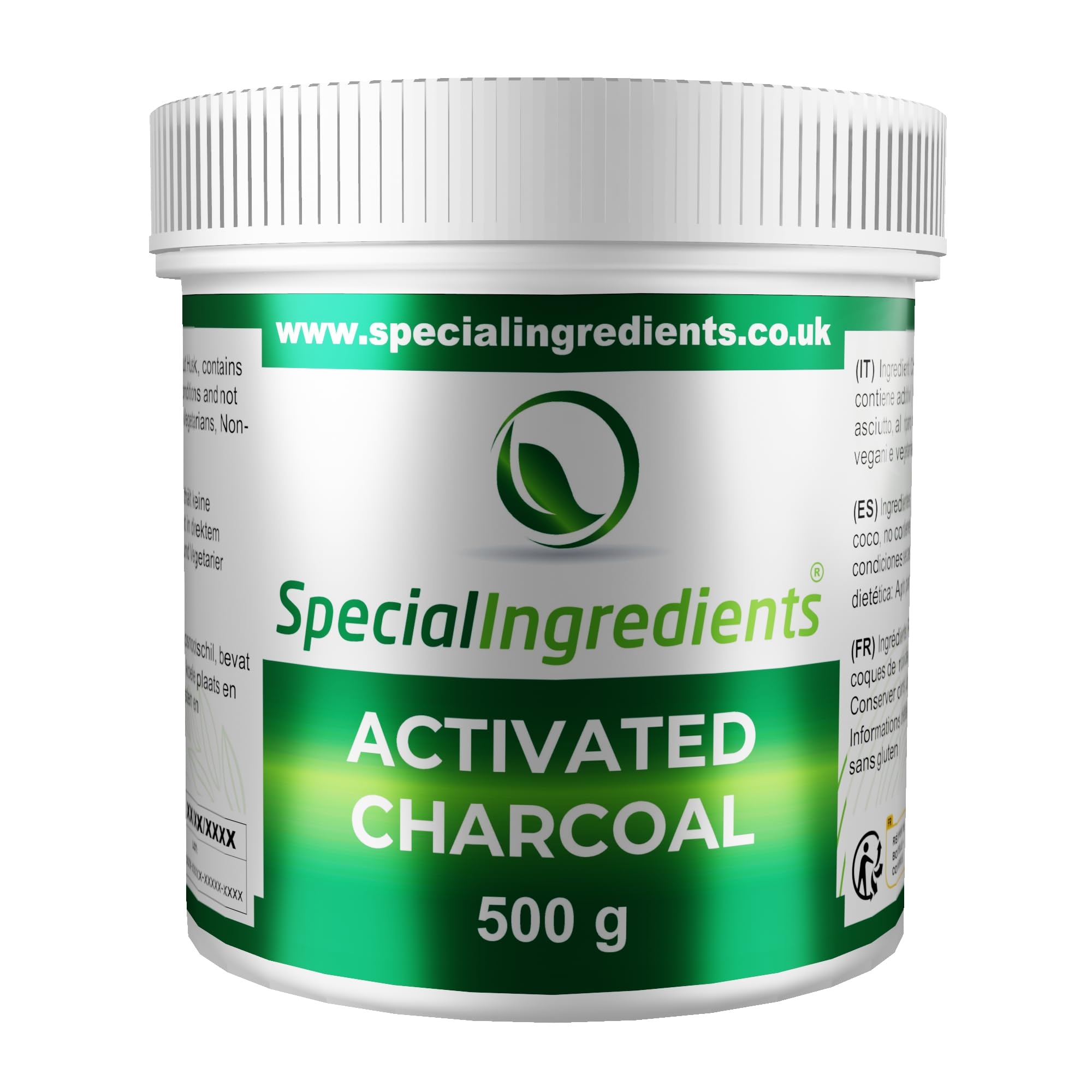 Activated Charcoal Powder 500g Food Grade Coconut Derived Premium Quality - Vegan, Non-GMO, Gluten Free ? Recyclable Container