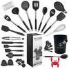 NestBlend Nonstick Black Steel Kitchen Utensils Set - 38 Pieces Kitchen Utensil Set - Kitchen Gadgets Cookware Set - Cooking Utensils Silicone Kitchen
