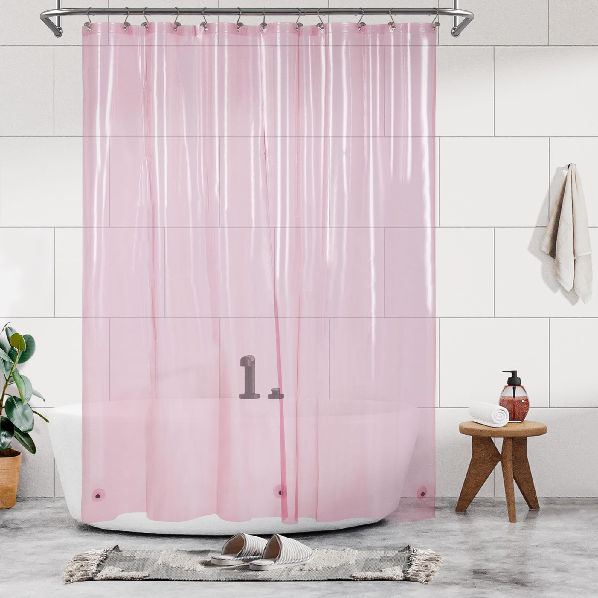 Barossa Design Shower Curtain Long 78 Inch Height 3 Magnets and Waterproof Lightweight PEVA Shower Liner for Bathtub PVC Free Metal Grommets 72 x 78