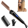 Hot Comb Straightener for Wigs & Afro Hair, 230?C Electric Heat Pressing Comb, Adjustable 80-230?C Temperature, LCD Display with Anti-Scald Hood &