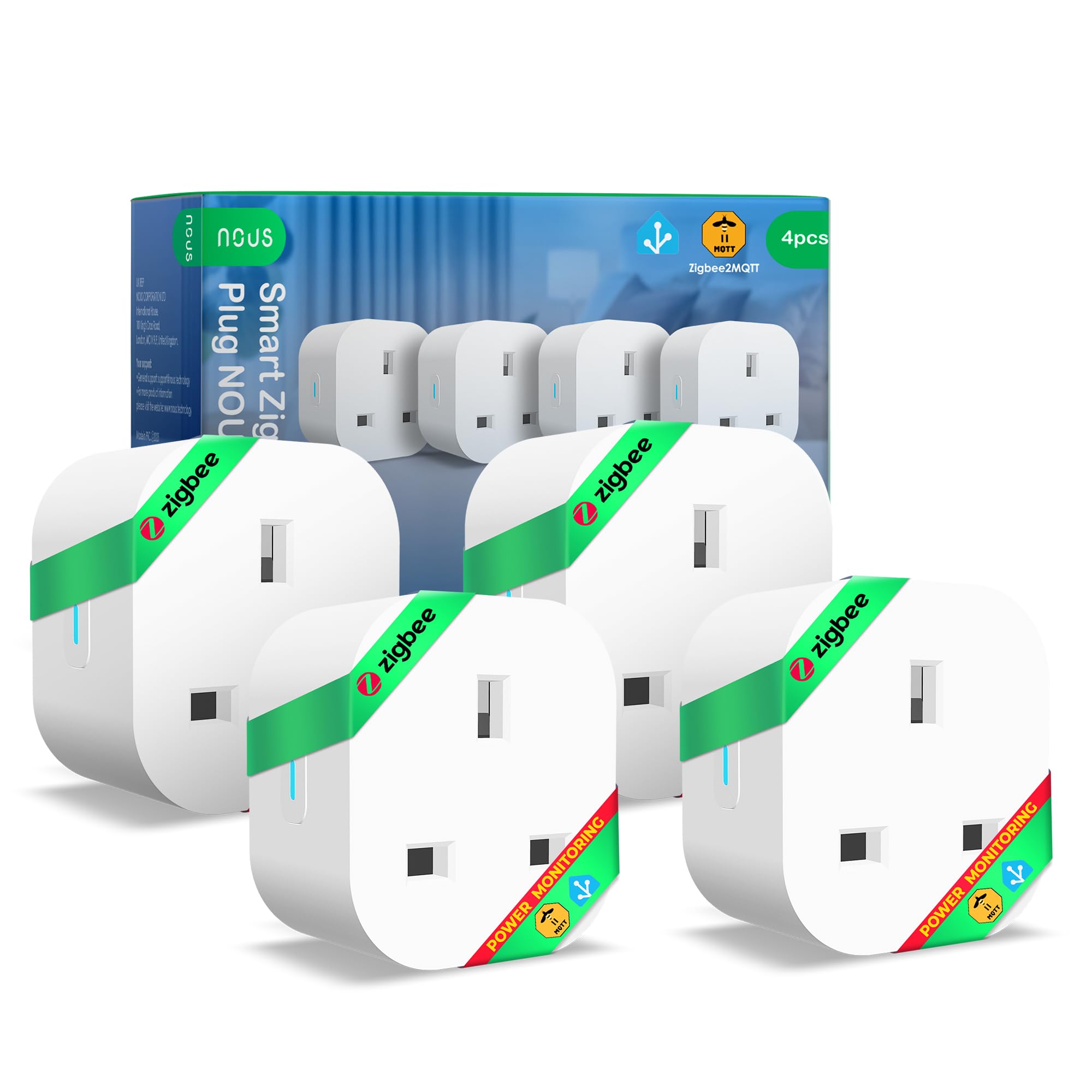 ZigBee Smart Plug 13A UK(ZigBee Hub Required) with Energy Monitoring, Voice Control, Timer & Schedule, Compatible with Alexa, Google Home, Home