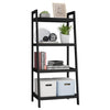 SMIBUY Bamboo Bookshelf, Bathroom Storage Rack Organizer, Plant Flower Display Stand Floor Standing with 4 Tier Open Shelves and Handles (Black)
