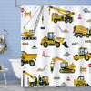 Bonhause Construction Truck Kids Shower Curtain Yellow Cartoon Excavator Cars Bathroom Curtain 180 x 180 cm Waterproof Mildew & Mould Resistant