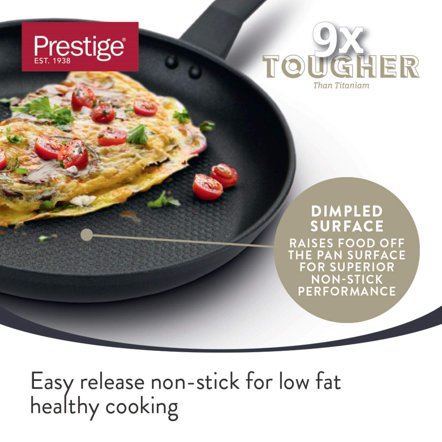 Prestige - 9x Tougher - 3 Piece Saucepan Set - Durable Cookware - Superior Dimpled Non-Stick - Induction Suitable - Dishwasher and Oven Safe - Glass