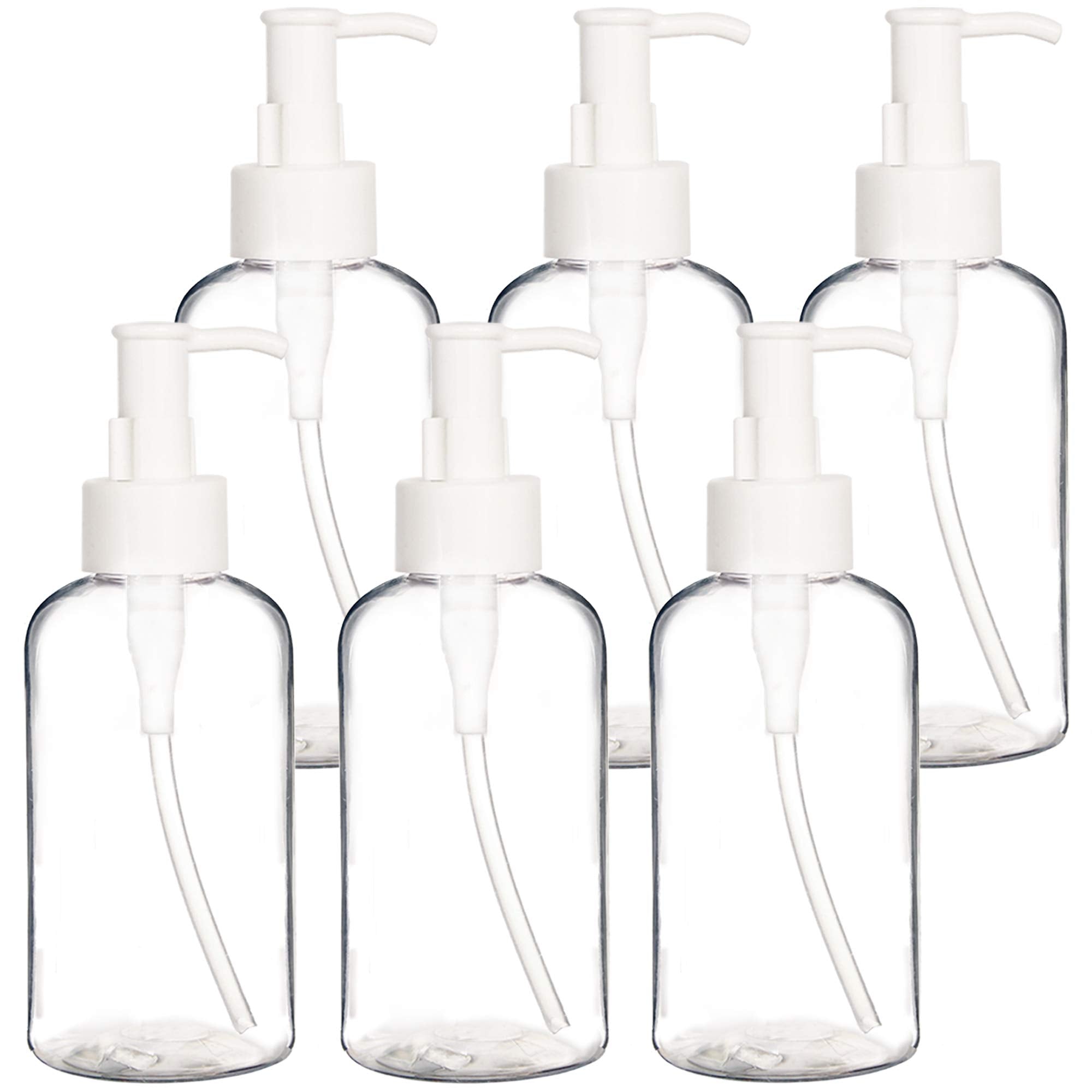 Youngever 6 Pack Re-usable 250ml Plastic Pump Bottles, Refillable Plastic Pump Bottles with Travel Lock (Clear)