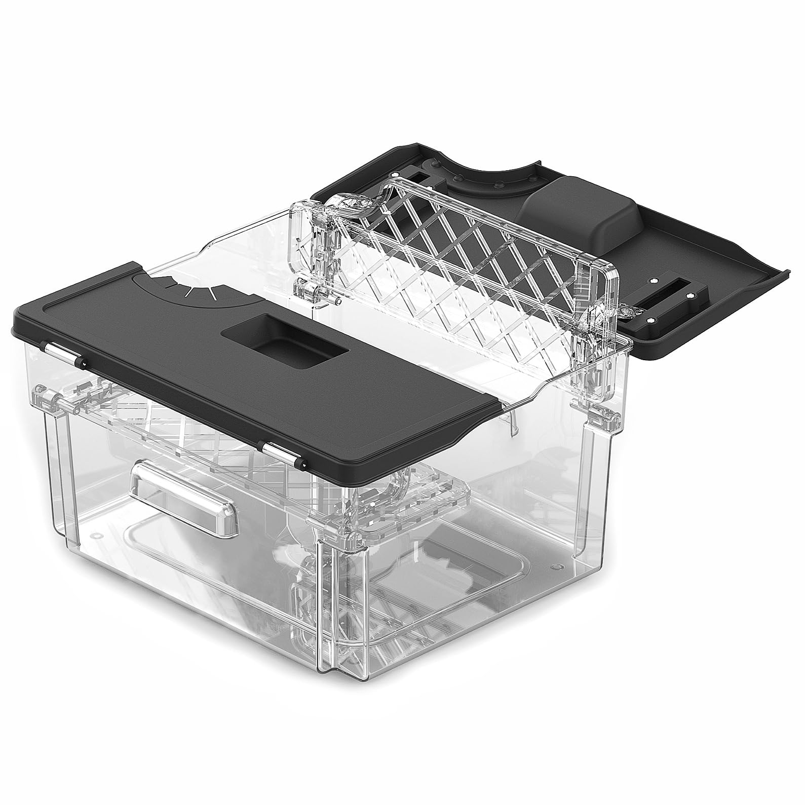 Sous Vide Container, Integrated Lid & Rack, No Additional Custom Parts Required, Compatible with Most Sous Vide Cookers for Kitchen, 11 Liters, Black