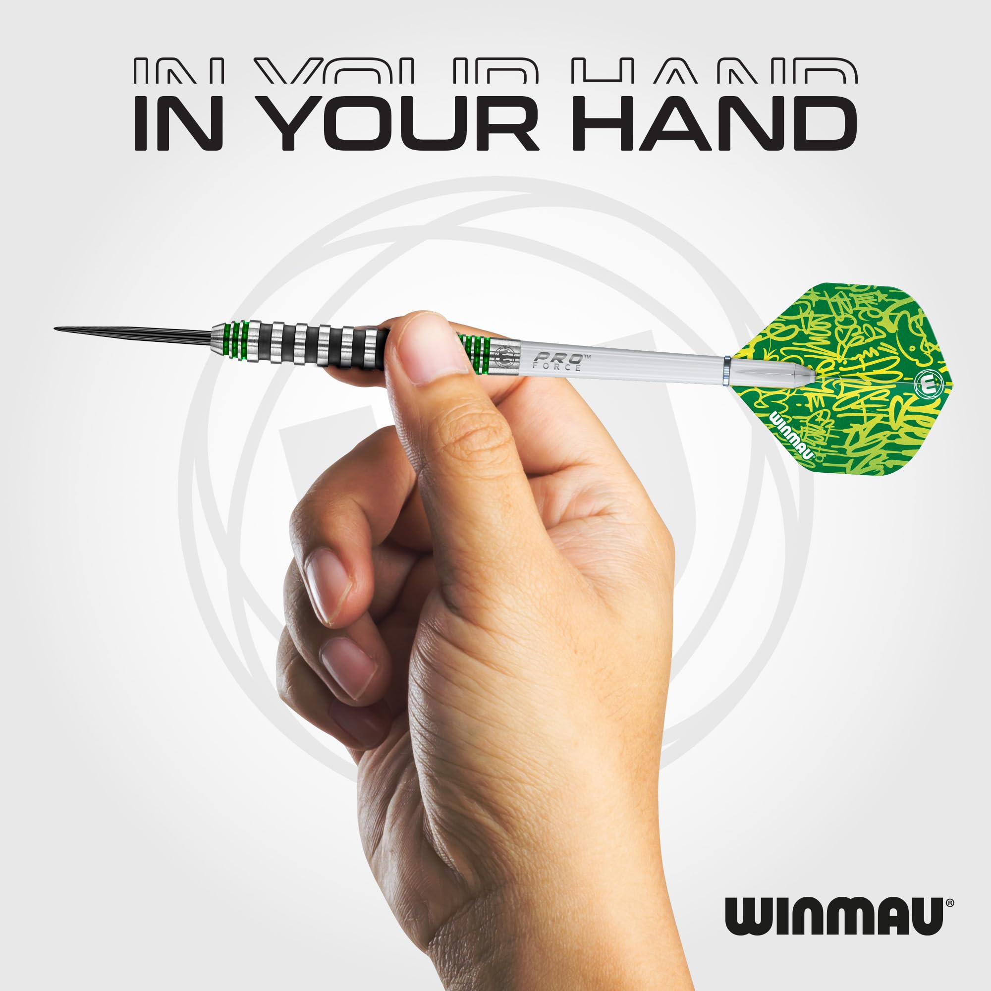 WINMAU Advance 500 Series Tungsten Green 22 Gram Steeltip Darts Set with Flights and Shafts (Stems)