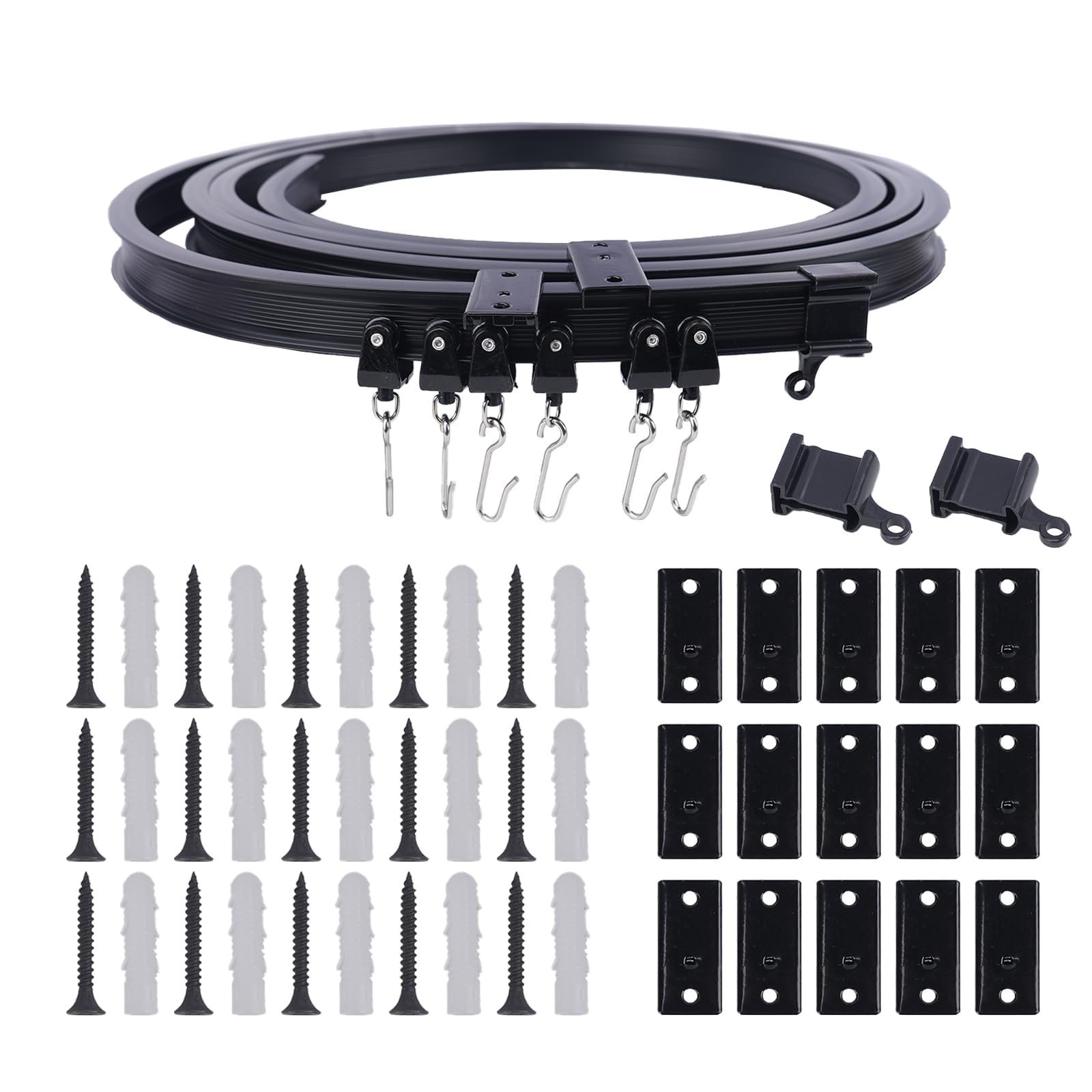 KJLEEN Ceiling Curtain Track 5M/16.4Ft Flexible Ceiling Curtain Track and Fittings Bendable Heavy Duty Curtain Rail for Bay Window Caravan Shower